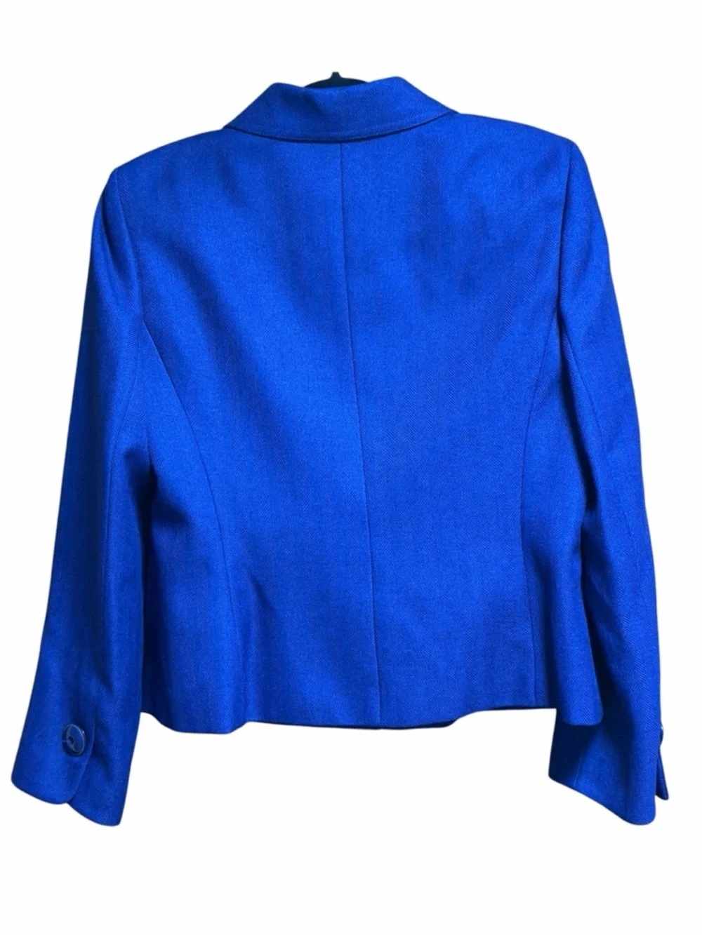 Le Suit Petite 8P Electric Blue Blazer Peter Pan Collar Career‎ Core Office Chic